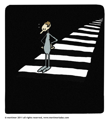 Cartoon: zebra crossing (medium) by mortimer tagged end,worl,zebra,crossing,fate,humankind,system
