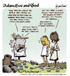 Cartoon: adam eve and god 29 (small) by mortimer tagged mortimer mortimeriadas cartoon comic gag adam eve god bible paradise eden biblical christian original sin sex nude toons hairy belly blonde snake apple