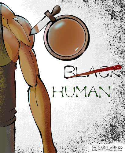Cartoon: Human (medium) by Nasif Ahmed tagged racism,blacklivesmatter,georgefloyde,humanity,black,peopleofcolor,discrimination