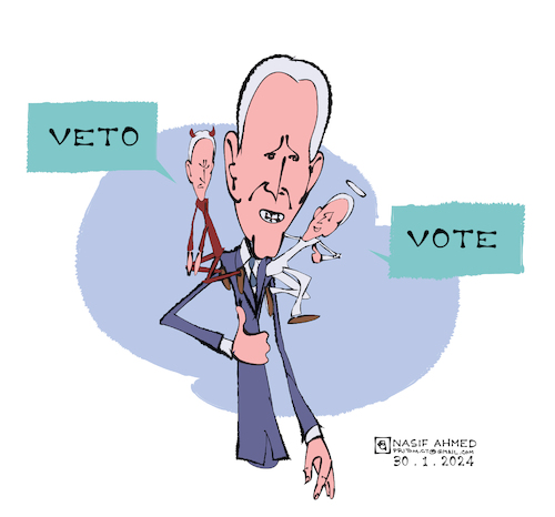 Cartoon: Veto or Vote (medium) by Nasif Ahmed tagged uselection2024,democraticparty,nationalism,freepalestinepalestine,savepalestine,prayforpalestine,palestinewillbefree,letssavepalestine,handsockpalestine,jerusalemisthecapitalofpalestine,standwithpalestine