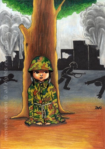 Cartoon: Children and War (medium) by menekse cam tagged civilians,women,bomb,israel,palestine,syria,camouflage,war,children,children,war,camouflage,syria,palestine,israel,bomb,women,civilians