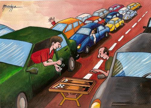 Cartoon: Traffic (medium) by menekse cam tagged traffic,cars,backgammon,turkey