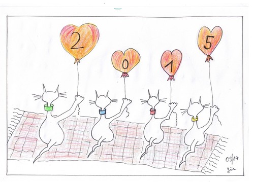 Cartoon: 2015 Happy cats (medium) by skätch-up tagged 2015,gato,katze,liebe,freude