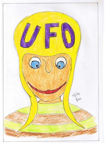 Cartoon: unidentified furious object UFO (medium) by skätch-up tagged unidentified,furious,object,ufo,tarnkappe,camouflage,moron,depp,trottel