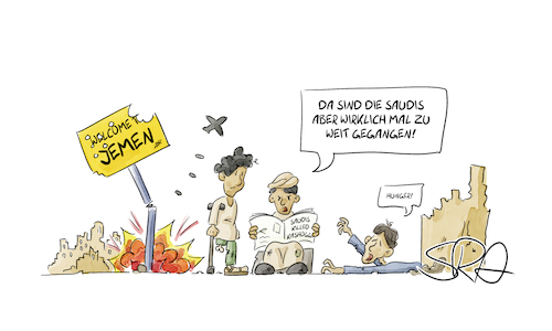 Cartoon: Empörung über Saudis (medium) by Sven Raschke tagged saudi,arabien,jemen,krieg,hunger,türkei,botschaft,diplomatie,kashoggi,naher,osten,dritte,welt,konflikt,saudi,arabien,jemen,krieg,hunger,türkei,botschaft,diplomatie,kashoggi,naher,osten,dritte,welt,konflikt