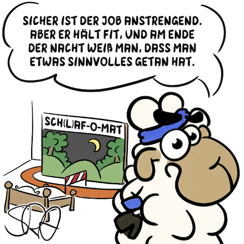 Cartoon: Schlaf-O-Mat (medium) by Sven Raschke tagged schafe,tiere,schlafen,bett,job,beruf,arbeit,sport,schafe,tiere,schlafen,bett,job,beruf,arbeit,sport