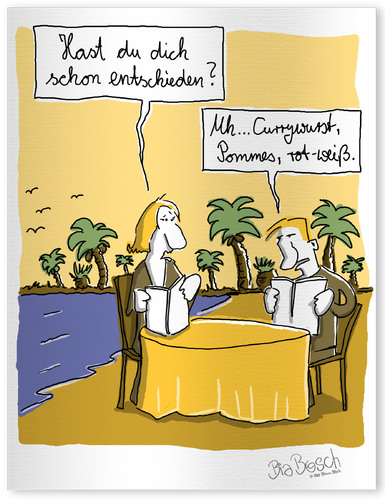 Cartoon: Currywurst (medium) by diebia tagged currywurst,essen,insel,urlaub,rot,weiss
