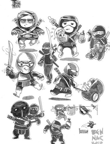 Cartoon: Working ninjas (medium) by bennaccartoons tagged jobs,day,bennac,ninja