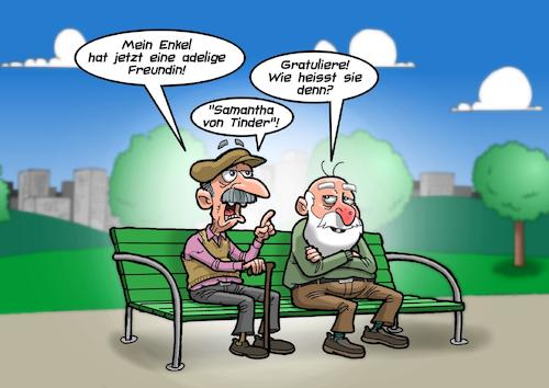 Cartoon: Adelige Freundin (medium) by Joshua Aaron tagged adelig,freundin,von,tinder,senioren,greise,alte,männer,enkel,adelig,freundin,von,tinder,senioren,greise,alte,männer,enkel