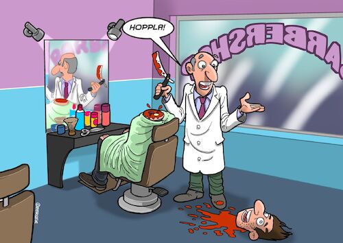 Cartoon: Barbier (medium) by Chris Berger tagged barbier,friseur,coiffeur,kunstfehler,rasur,enthauptung,barbier,friseur,coiffeur,kunstfehler,rasur,enthauptung