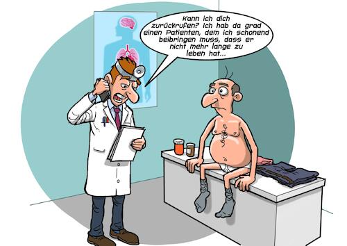 Cartoon: Beim Doktor (medium) by Chris Berger tagged schlechte,nachrichten,gesundheit,gesundenuntersuchung,blutwerte,fettleber,cholesterin,krebs,diagnose,arzt,sprechstunde,telefon,schlechte,nachrichten,gesundheit,gesundenuntersuchung,blutwerte,fettleber,cholesterin,krebs,diagnose,arzt,sprechstunde,telefon