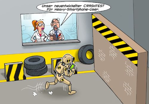Cartoon: Crashtest (medium) by Joshua Aaron tagged handy,smartphone,crashtest,dummy,handy,smartphone,crashtest,dummy