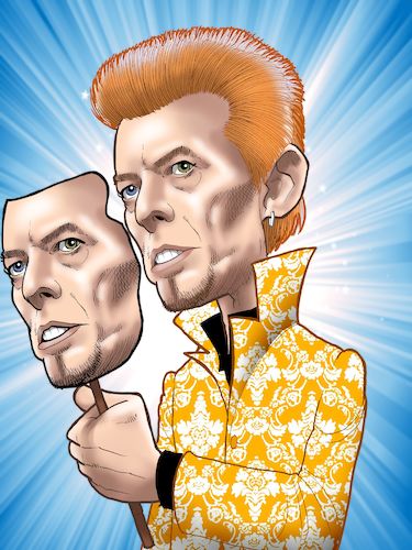 Cartoon: David Bowie (medium) by Joshua Aaron tagged david,bowie,thin,white,duke,david,bowie,thin,white,duke
