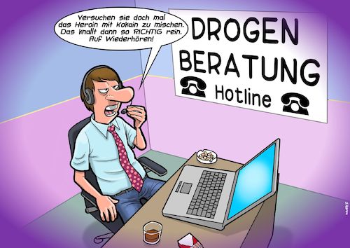 Cartoon: Drogenberatung (medium) by Joshua Aaron tagged drogenberatung,drogen,heroin,kokain,sucht,turn,opiate,koks,drogenberatung,drogen,heroin,kokain,sucht,turn,opiate,koks