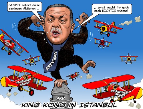 Cartoon: Erdogan King Kong (medium) by Chris Berger tagged erdogan,kritiker,regierungsgegner,erdogan,kritiker,regierungsgegner