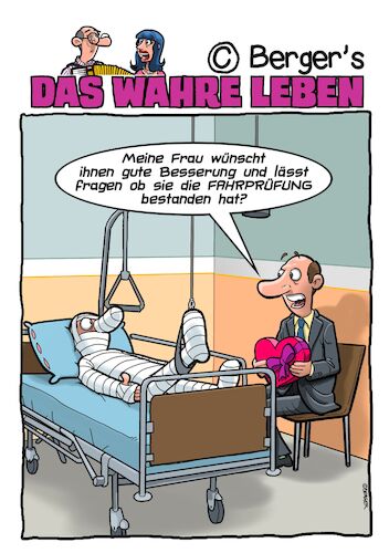 Cartoon: Fahrprüfung (medium) by Chris Berger tagged fahrschule,prüfer,unfall,auto,prüfung,fahrschule,prüfer,unfall,auto,prüfung