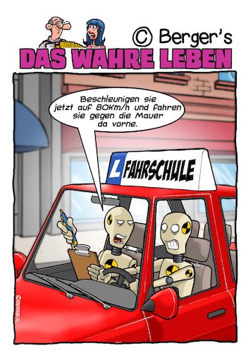 Cartoon: Fahrschule (medium) by Chris Berger tagged crash,test,dummy,fahrschule,auto,unfall,crash,test,dummy,fahrschule,auto,unfall