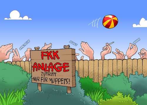 Cartoon: FKK-Muppets (medium) by Joshua Aaron tagged muppets,handpuppen,fkk,freikörperkultur,nudisten,muppets,handpuppen,fkk,freikörperkultur,nudisten