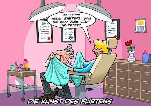 Cartoon: Flirten Level 100 (medium) by Chris Berger tagged flirt,frauenarzt,untersuchung,aufriss,ehering,abtasten,gynäkologe,flirt,frauenarzt,untersuchung,aufriss,ehering,abtasten,gynäkologe