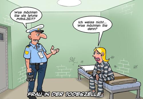 Cartoon: Frau in der Todeszelle (medium) by Joshua Aaron tagged todesurteil,hinrichtung,letzte,mahlzeit,gefängnis,gefangene,frau,entscheidung,henkersmahlzeit,todesurteil,hinrichtung,letzte,mahlzeit,gefängnis,gefangene,frau,entscheidung,henkersmahlzeit