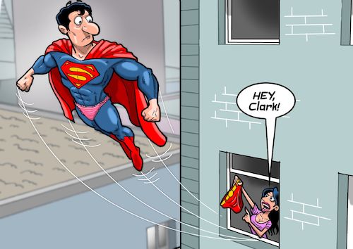 Cartoon: Garderobe (medium) by Joshua Aaron tagged lois,lane,superman,clark,kent,unterhose,hose,slip,spitzen,lois,lane,superman,clark,kent,unterhose,hose,slip,spitzen