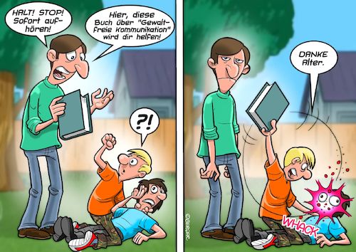 Cartoon: Gewaltfrei (medium) by Joshua Aaron tagged gewaltfrei,waldorf,schüler,pädagoge,sozialarbeiter,rauferei,kids,kinder,gewaltfrei,waldorf,schüler,pädagoge,sozialarbeiter,rauferei,kids,kinder