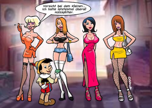 Cartoon: Gunstgewerbe (medium) by Joshua Aaron tagged pinocchio,hure,nutte,prostituierte,holz,pinocchio,hure,nutte,prostituierte,holz