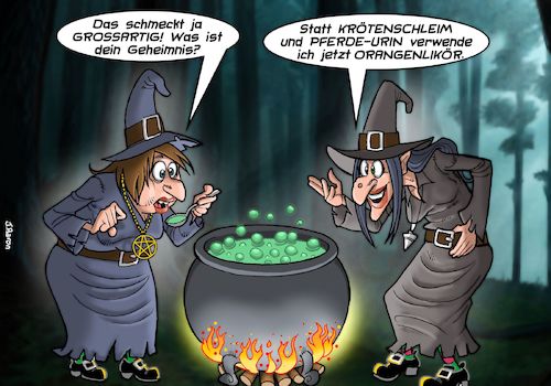 Cartoon: Hexengebräu (medium) by Joshua Aaron tagged hexen,halloween,kessel,gebräu,kochen,zauberei,alkohol,hexen,halloween,kessel,gebräu,kochen,zauberei,alkohol