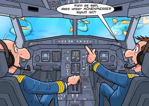 Cartoon: Höhenmesser (medium) by Chris Berger tagged flugzeug,pilot,höhenmesser,meer,unter,wasser,fische,cockpit,flugzeug,pilot,höhenmesser,meer,unter,wasser,fische,cockpit