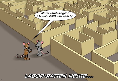 Cartoon: Labormäuse (medium) by Joshua Aaron tagged labor,versuchstiere,maus,gps,labyrinth,labor,versuchstiere,maus,gps,labyrinth