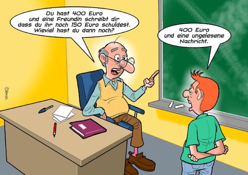 Cartoon: Mathe (medium) by Chris Berger tagged mathematik,schule,test,prüfung,lehrer,schüler,rechnen,mathematik,schule,test,prüfung,lehrer,schüler,rechnen