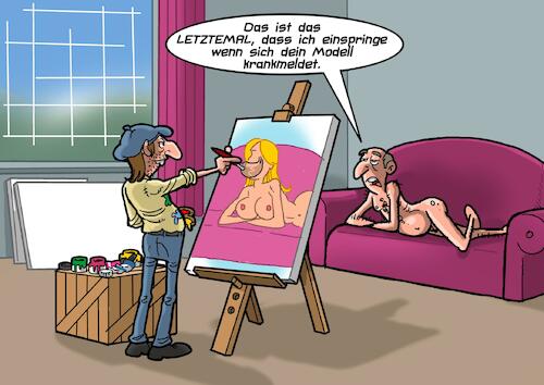 Cartoon: Nacktmodell (medium) by Chris Berger tagged maler,modell,model,studio,kunst,künstler,maler,modell,model,studio,kunst,künstler