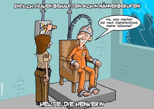 Cartoon: Neue Frauenberufe (medium) by Chris Berger tagged gleichberechtigung,emanzipation,jobs,berufe,geschlechtsspezifisch,henker,hinrichtung,frau,mann,gleichberechtigung,emanzipation,jobs,berufe,geschlechtsspezifisch,henker,hinrichtung,frau,mann