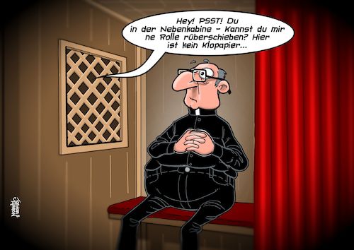 Cartoon: Neulich im Beichtstuhl (medium) by Chris Berger tagged beichte,beichtstuhl,katholische,kirche,religion,toilette,wc,klo,beichte,beichtstuhl,katholische,kirche,religion,toilette,wc,klo