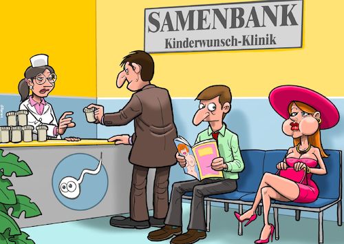 Cartoon: Neulich in der Samenbank (medium) by Chris Berger tagged samenbank,sperma,blowjob,kinderwunsch,insemination,samenbank,sperma,blowjob,kinderwunsch,insemination