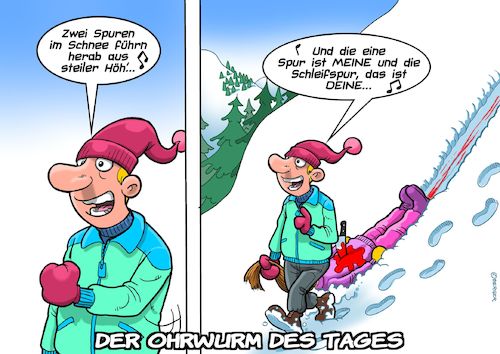 Cartoon: Ohrwurm (medium) by Joshua Aaron tagged lied,volkslied,vico,torriani,schlager,mord,eifersuchtsdrama,killer,lied,volkslied,vico,torriani,schlager,mord,eifersuchtsdrama,killer