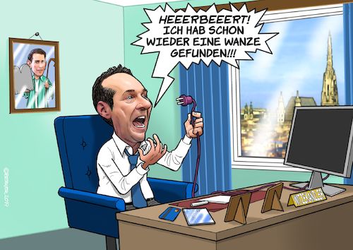 Cartoon: Paranoia (medium) by Joshua Aaron tagged überwachung,strache,kickl,fpö,ibizagate,ibiza,video,regierungskrise,überwachung,strache,kickl,fpö,ibizagate,ibiza,video,regierungskrise