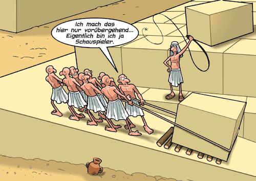 Cartoon: Sklavenarbeit (medium) by Joshua Aaron tagged ägypten,pyramiden,sklaven,schauspieler,sphinx,sklaverei,ägypten,pyramiden,sklaven,schauspieler,sphinx,sklaverei