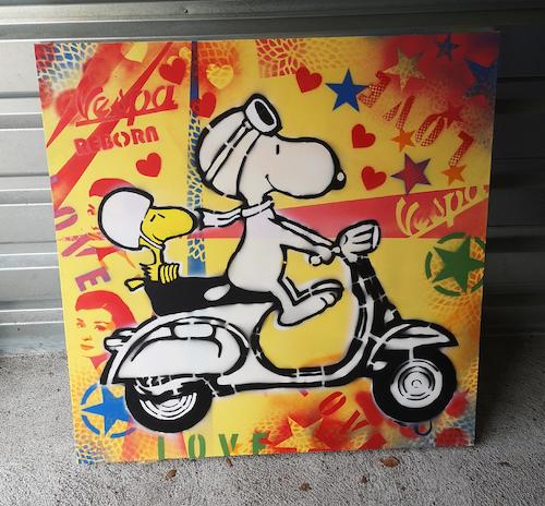 Cartoon: Snoopy Woodstock Vespa (medium) by Chris Berger tagged snoopy,woodstock,vespa,stencil,graffiti,snoopy,woodstock,vespa,stencil,graffiti