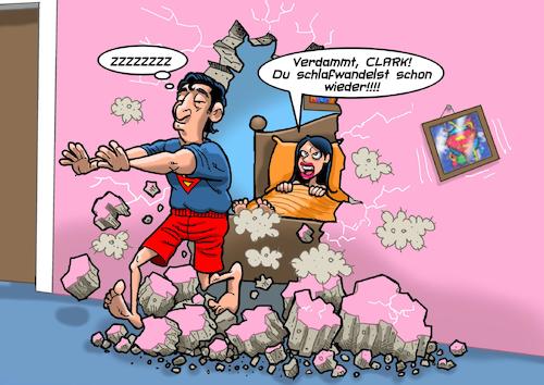 Cartoon: Superman Somnambul (medium) by Chris Berger tagged somnambulismus,schlafwandeln,superman,destruction,zerstörung,schlafzimmer,clark,kent,lois,lane,somnambulismus,schlafwandeln,superman,destruction,zerstörung,schlafzimmer,clark,kent,lois,lane