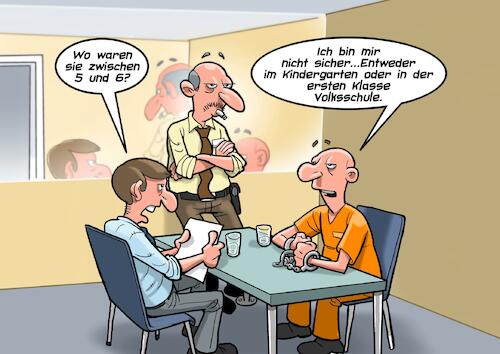 Cartoon: Verhör (medium) by Joshua Aaron tagged polizei,verdächtiger,verhör,polizei,verdächtiger,verhör