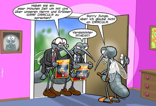 Cartoon: Zeugen Draculas (medium) by Joshua Aaron tagged zeugen,jehovas,glauben,religionen,vertreter,gott,jesus,dracula,tod,teufel,zeugen,jehovas,glauben,religionen,vertreter,gott,jesus,dracula,tod,teufel