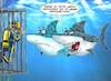 Cartoon: Käfighaltung (small) by Joshua Aaron tagged hai,käfig,freilandhaltung,taucher,urlauber
