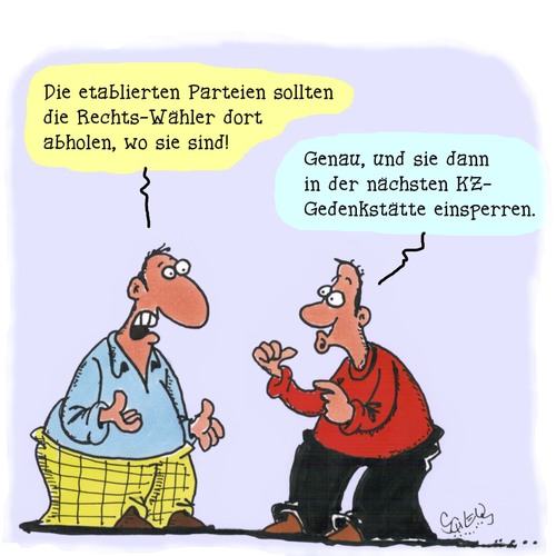 Cartoon: Abholen (medium) by Karsten Schley tagged politik,rechtswähler,rechtsextremismus,demokratie,nationalsozialismus,parteien,gesellschaft,deutschlan,politik,rechtswähler,rechtsextremismus,demokratie,nationalsozialismus,parteien,gesellschaft,deutschlan