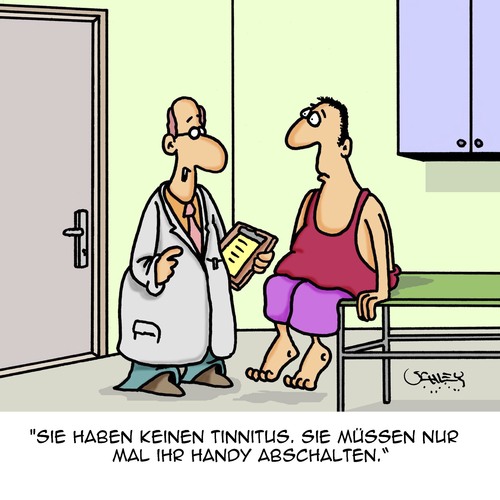 Cartoon: Abschalten (medium) by Karsten Schley tagged technik,gesundheit,smartphones,patienten,ärzte,tinnitus,freizeit,arbeit,technik,gesundheit,smartphones,patienten,ärzte,tinnitus,freizeit,arbeit