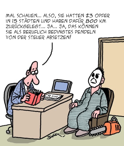 Cartoon: Absetzbar (medium) by Karsten Schley tagged steuern,arbeit,pendler,geld,pendlerpauschale,steuerberatung,arbeitsweg,recht,finanzämter,gesellschaft,steuern,arbeit,pendler,geld,pendlerpauschale,steuerberatung,arbeitsweg,recht,finanzämter,gesellschaft