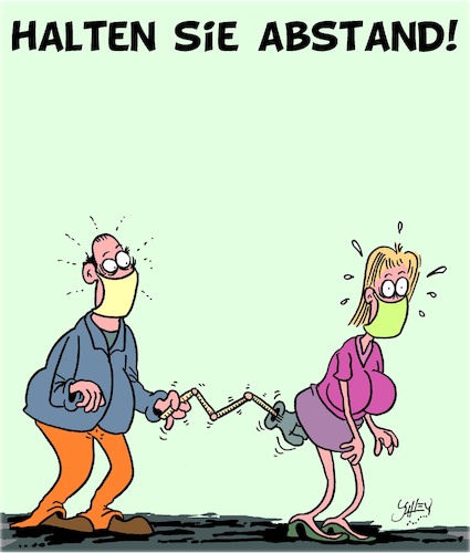 Cartoon: Abstand! (medium) by Karsten Schley tagged coronavirus,covid19,abstand,männer,frauen,beziehungen,begierde,sitten,politik,ansteckung,gesellschaft,coronavirus,covid19,abstand,männer,frauen,beziehungen,sex,begierde,sitten,politik,ansteckung,gesellschaft