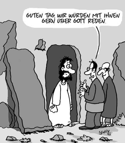 Cartoon: Ach Gott (medium) by Karsten Schley tagged jesus,ostern,glaube,religion,gott,mythen,legenden,medien,auferstehung,christentum,jehovas,zeugen,gesellschaft,jesus,ostern,glaube,religion,gott,mythen,legenden,medien,auferstehung,christentum,jehovas,zeugen,gesellschaft