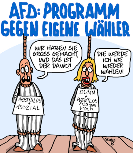 Cartoon: AFD-Programm (medium) by Karsten Schley tagged afd,wahlen,wählerinnen,wähler,nazis,faschismus,demokratie,deutschland,europa,politik,gesellschaft,medien,afd,wahlen,wählerinnen,wähler,nazis,faschismus,demokratie,deutschland,europa,politik,gesellschaft,medien