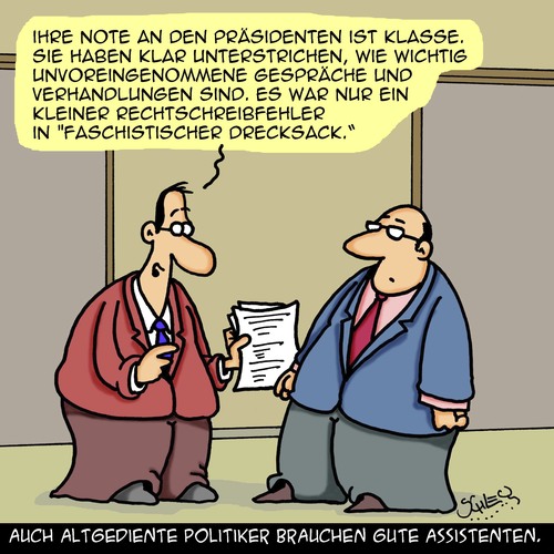 Cartoon: Altgedient (medium) by Karsten Schley tagged politik,diplomatie,sprache,ausdrucksweise,politiker,regierungen,professionalität,gesellschaft,politik,diplomatie,sprache,ausdrucksweise,politiker,regierungen,professionalität,gesellschaft